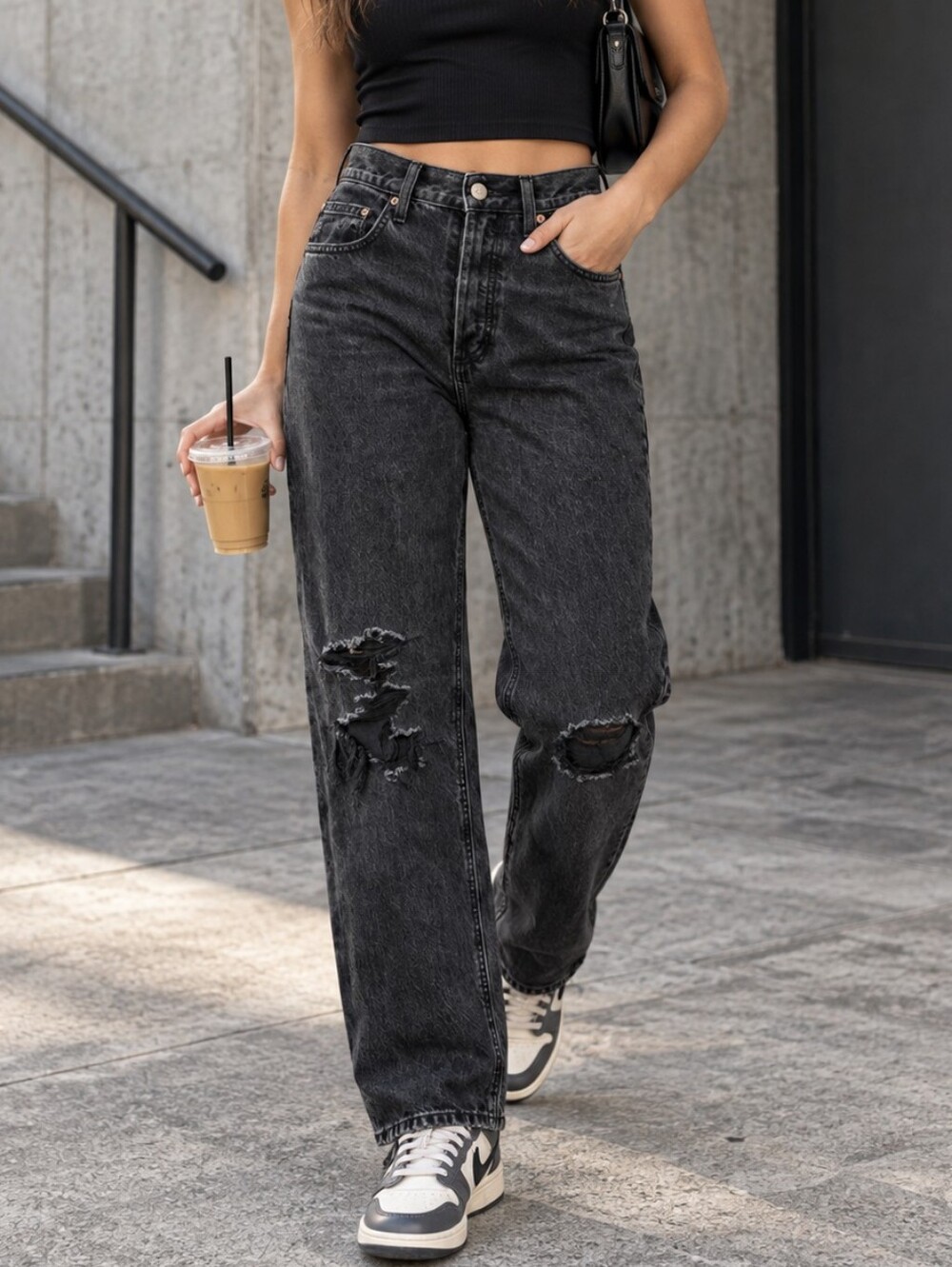 Denim Forum Joni High Rise Loose Distressed Jeans 27